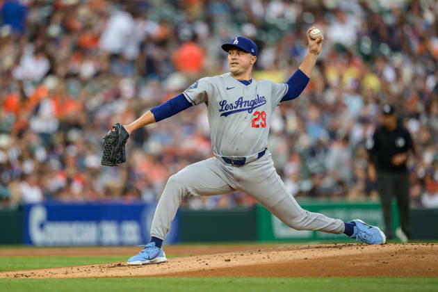 Aug 28, 2026; Detroit, Michigan, USA; Los Angeles Dodgers Tarik Skubal (29) on the mound in the first inning at Comerica Park. Mandatory Credit: -Cal Media MLB, Baseball Herren, USA 2026: Dodgers Vs Tigers AUG 28  - ZUMAc04_ 20260828_zma_c04_025 Copyright: xAllanxDranbergx