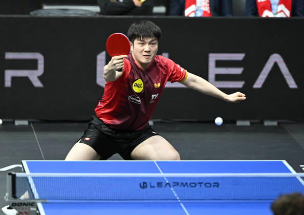 German Table Tennis Cup Grand Opening with Fan Zhendong of Borussia Düsseldorf (photo ms0702) NUREMBERG, GERMANY, AUGUST 29, 2026 Fan Zhendong, Borussia Düsseldorf, photo ms0702, in action at the Table Tennis Bundesliga Cup Grand Opening for the 2026–2027 season at the Kia Metropol Arena in Nuremberg, Nuremberg, Kia Metropol Arena, Bavaria, Germany
