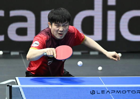 German Table Tennis Cup Grand Opening with Fan Zhendong of Borussia Düsseldorf, photo ms0745, NUREMBERG, GERMANY, AUGUST 29, 2026 Fan Zhendong of Borussia Düsseldorf (photo ms0745) in action at the Table Tennis Bundesliga Cup Grand Opening for the 2026–2027 season at the Kia Metropol Arena in Nuremberg, Nuremberg, Kia Metropol Arena, Bavaria, Germany