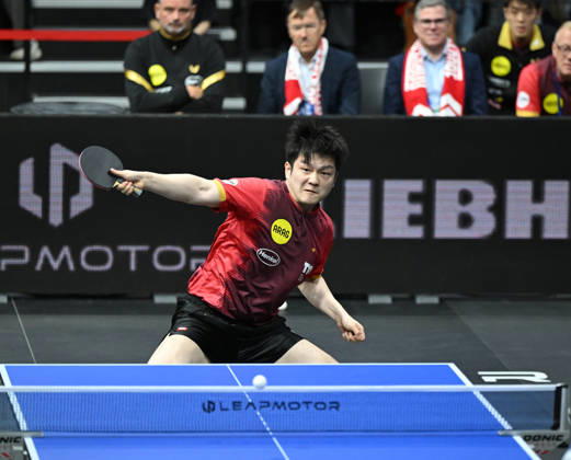 German Table Tennis Cup Grand Opening with Fan Zhendong of Borussia Düsseldorf; photo ms0753; NUREMBERG, GERMANY, AUGUST 29, 2026 Fan Zhendong, Borussia Düsseldorf (photo ms0753), in action at the Table Tennis Bundesliga Cup Grand Opening for the 2026–2027 season at the Kia Metropol Arena in Nuremberg, Nuremberg, Kia Metropol Arena, Bavaria, Germany
