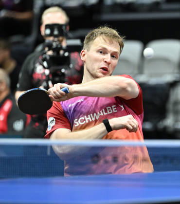 German Table Tennis Cup Grand Opening with Benedikt Duda of TTC Schwalbe Bergneustadt (photo ms0921) NUREMBERG, GERMANY, AUGUST 29, 2026: Benedikt Duda of TTC Schwalbe Bergneustadt (photo ms0921) in action at the Table Tennis Bundesliga Cup Grand Opening for the 2026–2027 season at the Kia Metropol Arena in Nuremberg, Nuremberg Kia Metropol Arena Bavaria, Germany