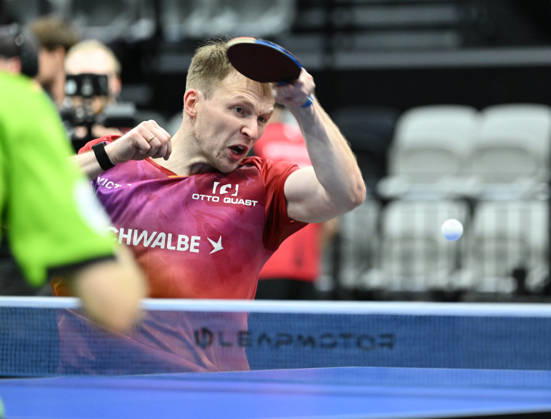 German Table Tennis Cup Grand Opening with Benedikt Duda of TTC Schwalbe Bergneustadt (photo ms0929) NUREMBERG, GERMANY AUGUST 29, 2026 Benedikt Duda of TTC Schwalbe Bergneustadt (photo ms0929) in action at the Table Tennis Bundesliga Cup Grand Opening for the 2026–2027 season at the Kia Metropol Arena in Nuremberg, Nuremberg Kia Metropol Arena, Bavaria, Germany