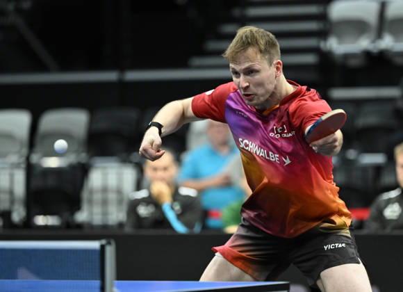 German Table Tennis Cup Grand Opening with Benedikt Duda of TTC Schwalbe Bergneustadt (photo ms0923) NUREMBERG, GERMANY, AUGUST 29, 2026. Benedikt Duda of TTC Schwalbe Bergneustadt (photo ms0923) in action at the Table Tennis Bundesliga Cup Grand Opening for the 2026–2027 season at the Kia Metropol Arena in Nuremberg. Nuremberg Kia Metropol Arena, Bavaria, Germany