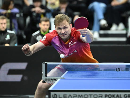 German Table Tennis Cup Grand Opening with Benedikt Duda of TTC Schwalbe Bergneustadt, photo ms0934, NUREMBERG, GERMANY, AUGUST 29, 2026—Benedikt Duda of TTC Schwalbe Bergneustadt (photo ms0934) in action at the Table Tennis Bundesliga Cup Grand Opening for the 2026–2027 season at the Kia Metropol Arena in Nuremberg, Nuremberg Kia Metropol Arena Bavaria, Germany