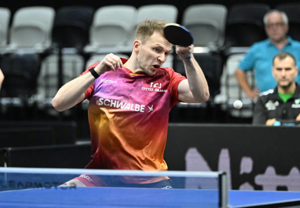 German Table Tennis Cup Grand Opening with Benedikt Duda of TTC Schwalbe Bergneustadt (photo ms0936) NUREMBERG, GERMANY AUGUST 29, 2026 Benedikt Duda of TTC Schwalbe Bergneustadt (photo ms0936) in action at the Table Tennis Bundesliga Cup Grand Opening for the 2026–2027 season at the Kia Metropol Arena in Nuremberg, Nuremberg Kia Metropol Arena, Bavaria, Germany