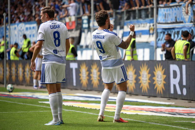 August 29, 2026, GER, Soccer, Men s, 3rd Division, 2026–2027 Season, MSV Duisburg vs. FC Würzburger Kickers, Lex Tyger Lobinger, Duisburg goal celebration, celebrating after scoring the 2–0 goal, Duisburg Schauinsland Arena, North Rhine-Westphalia, Germany Copyright: xAdrianxSchlüterx