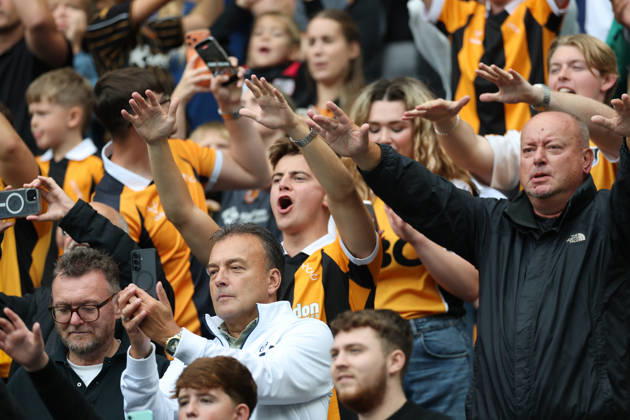 Coventry City v Hull City Premier League Hull City Fans during the Premier League match at the Coventry Building Society Arena, Coventry 29 08 2026 UK Newspapers OUT Copyright: xAndyxSumnerx FIL-23836-0228