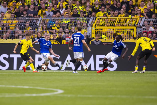 August 29, 2026, Soccer, Matchday 1 of the Bundesliga, Borussia Dortmund vs. Hamburger SV, Giannis Konstantelias, Borussia Dortmund scores to make it 2–0, Dortmund, Signal Iduna Park, North Rhine-Westphalia, Germany, xRHR PHOTO DEx Copyright: DennisxEwert RHR-FOTOx RHR-FOTO DE