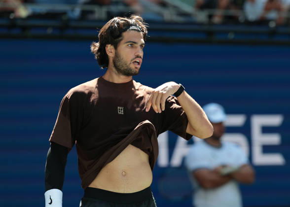 Carlos Alcaraz, Training, Practice, U.S. Open Championships, Billie Jean King National Tennis Center, Flushing Meadows, New York, USA Copyright: xJuergenxHasenkopfx