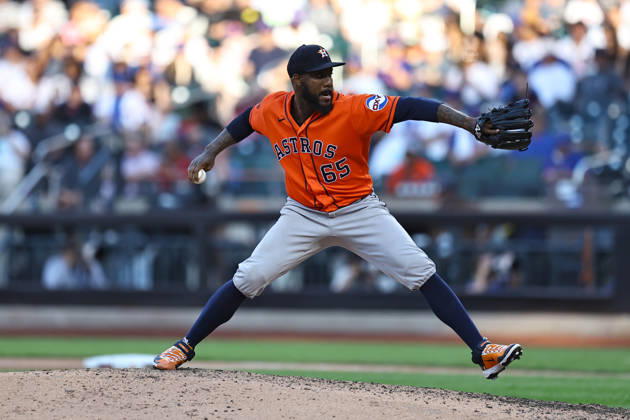 MLB, Baseball Herren, USA Houston Astros Vs. New York Mets Houston Astros relief pitcher Enyel De Los Santos 65 throws during the seventh inning of a baseball game against the New York Mets at Citi Field in Flushing, New York, on August 29, 2026. Flushing New York United States  Copyright: xGordonxDonovanx originalFilename:donovan-mlbhoust260829_npNVI.jpg