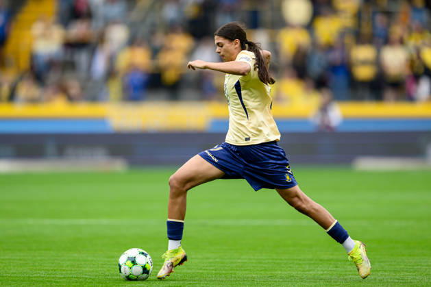 Broendby IF v FC Copenhagen, A-Liga football, Broendby, Denmark Broendby, Denmark. 29th, August 2026. Mila Bischoff of Broendby IF seen during the A-Liga match between and Broendby IF and FC Copenhagen at Brondby Stadion in Brondby. Denmark, Brondby, Brondby Stadion Copyright: xGonzalesxPhoto DennisxJacobsenx