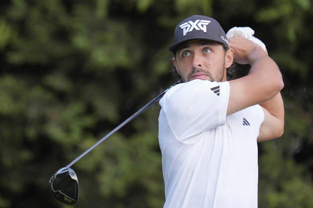 SUTTON COLDFIELD, ENGLAND - AUG 30: Marco Penge (ENG) plays from the ninth tee during the delayed Round 3 at the 2026 Husqvarna British Masters at The Belfry, Sutton Coalfield on August 30, 2026 in Warwickshire, England The 2026 Husqvarna British Masters