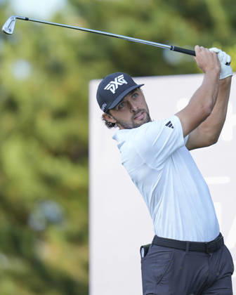 SUTTON COLDFIELD, ENGLAND - AUG 30: Marco Penge (ENG) plays from the twelfth tee during the delayed Round 3 at the 2026 Husqvarna British Masters at The Belfry, Sutton Coalfield on August 30, 2026 in Warwickshire, England The 2026 Husqvarna British Masters