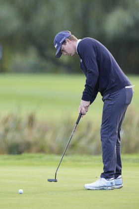 SUTTON COLDFIELD, ENGLAND - AUG 30: Daniel Hillier (NZL) putts on the eighth green during the delayed Round 3 at the 2026 Husqvarna British Masters at The Belfry, Sutton Coalfield on August 30, 2026 in Warwickshire, England The 2026 Husqvarna British Masters