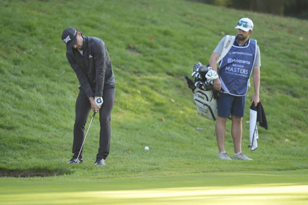 SUTTON COLDFIELD, ENGLAND - AUG 30: Marco Penge (ENG) chips to the 10th green during the delayed Round 3 at the 2026 Husqvarna British Masters at The Belfry, Sutton Coalfield on August 30, 2026 in Warwickshire, England The 2026 Husqvarna British Masters