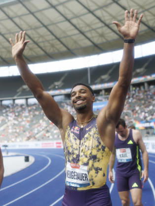 BERLIN, GERMANY - AUGUST 30, 2026: Leo NEUGEBAUER (GER Germany) reacts after the 100m during the ISTAF at Olympic Stadium on August 30, 2026 in Berlin, Germany. Germany Copyright: xAxelxKohringx