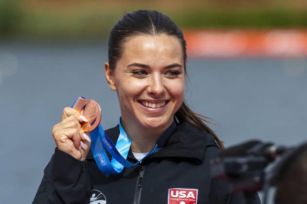 ICF Canoe Sprint and Paracanoe World Championships Nevin Harrison at the medal ceremony during the 2026 ICF World Championships in Canoe Sprint and Para-canoe in PoznaÅ , Poland, on 30 August 2026. Poznan Poland Copyright: xAndrzejxIwanczukx originalFilename:iwanczuk-icfcanoe260830_np6JS