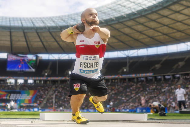 BERLIN, GERMANY - AUGUST 30, 2026: Yannis FISCHER (GER Germany) competing in the para-shotput (mixed) during the ISTAF at Olympic Stadium on August 30, 2026 in Berlin, Germany. Germany Copyright: xAxelxKohringx