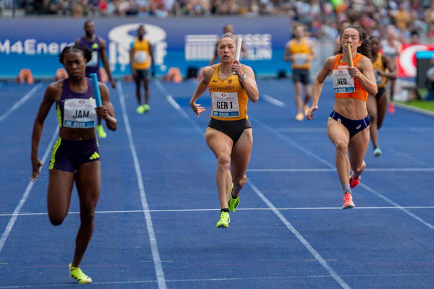 German Track and Field, Track and Field Meet, ISTAF 2026 Sports Festival on August 30, 2026, at the Olympic Stadium in Berlin, 4 x 100-meter mixed relay, anchor runner Gina Lückenkemper Copyright: xSvenxHeidmannx