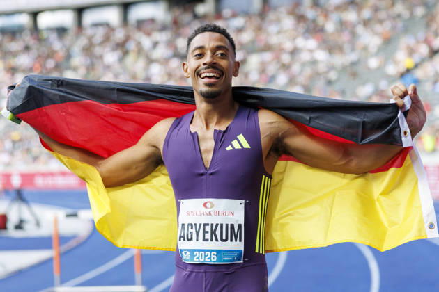 BERLIN, GERMANY - AUGUST 30, 2026: Emil AGYEKUM (GER Germany) after the 400m hurdles during the ISTAF at Olympic Stadium on August 30, 2026 in Berlin, Germany. Germany Copyright: xAxelxKohringx