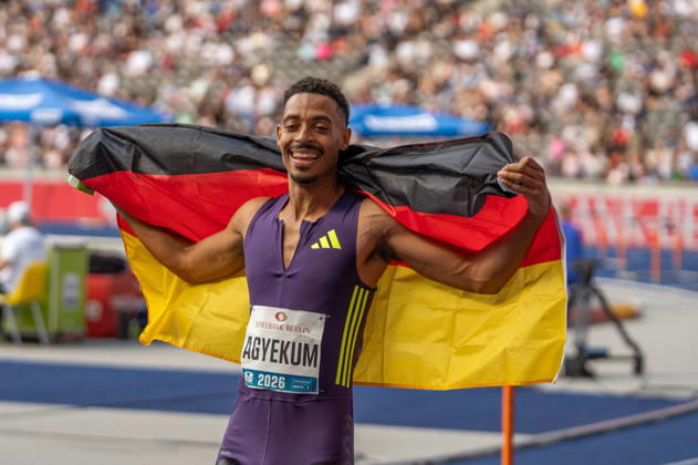German Track and Field, Track and Field Meet, ISTAF 2026 Sports Festival on August 30, 2026, at the Olympic Stadium in Berlin, 400-meter hurdles, Emil Agyekum, Germany Copyright: xSvenxHeidmannx