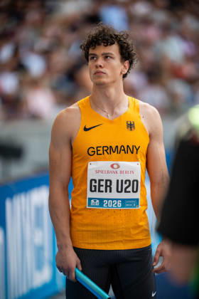 BERLIN, GERMANY - AUGUST 30, 2026: Lennox SCHMIDT (GER Germany) competing in the 4x100M Mixed Relay during the ISTAF at Olympic Stadium on August 30, 2026 in Berlin, Germany. Copyright: xBEAUTIFULxSPORTS Kuehnx