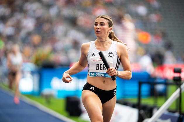 BERLIN, GERMANY - AUGUST 30, 2026: Lena LEEGE (GER Germany) competing in the 4x100M Mixed Relay, during the ISTAF at Olympic Stadium on August 30, 2026 in Berlin, Germany. Copyright: xBEAUTIFULxSPORTS Kuehnx
