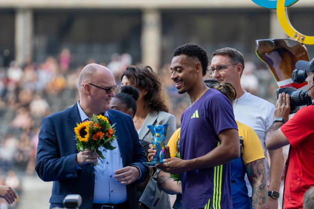 German Track and Field, Track and Field Meet, ISTAF 2026 Sports Festival on August 30, 2026, at the Olympic Stadium in Berlin; Award Ceremony: Emil Agyekum Copyright: xSvenxHeidmannx