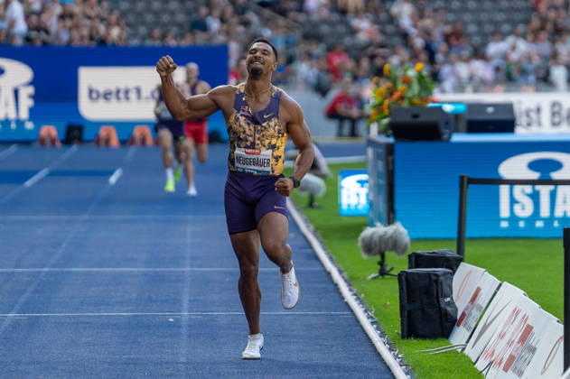 German Track and Field, Track and Field Meet, ISTAF 2026 Sports Festival on August 30, 2026, at the Olympic Stadium in Berlin; ISTAF Triathlon Men s Finish Line, Leo Neugebauer, Germany Copyright: xSvenxHeidmannx