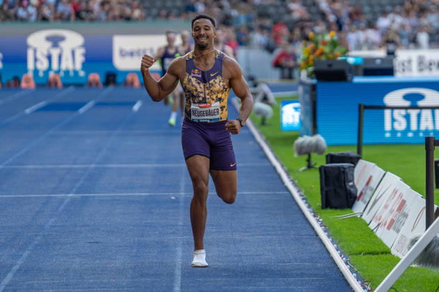 German Track and Field, Track and Field Meet, ISTAF 2026 Sports Festival on August 30, 2026, at the Olympic Stadium in Berlin; ISTAF Triathlon Men s Finish Line, Leo Neugebauer, Germany Copyright: xSvenxHeidmannx