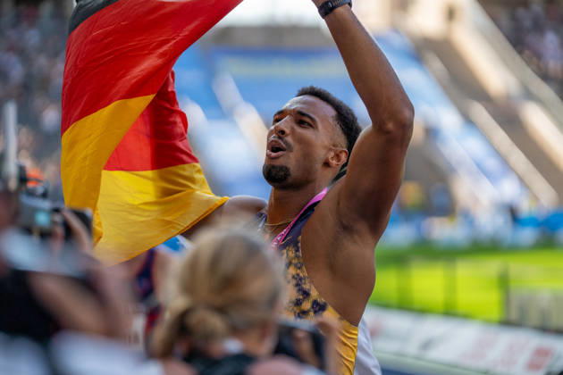 German Track and Field, Track and Field Meet, ISTAF 2026 Sports Festival on August 30, 2026, at the Olympic Stadium in Berlin; ISTAF Triathlon Men s Finish Line, Leo Neugebauer, Germany Copyright: xSvenxHeidmannx