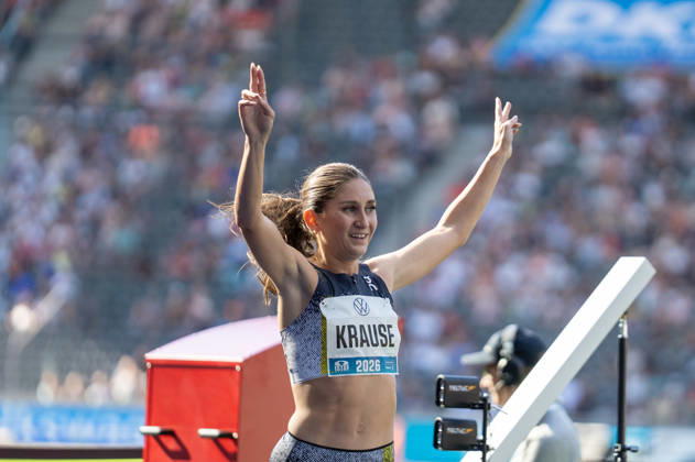 German Track and Field, Track and Field Meet, ISTAF 2026 Sports Festival on August 30, 2026, at the Berlin Olympic Stadium—Finish Line of the 2,000-Meter Steeplechase, Gesa Krause Copyright: xSvenxHeidmannx