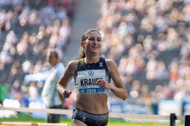 German Track and Field, Track and Field Meet, ISTAF 2026 Sports Festival on August 30, 2026, at the Berlin Olympic Stadium—Finish Line of the 2,000-Meter Steeplechase, Gesa Krause Copyright: xSvenxHeidmannx