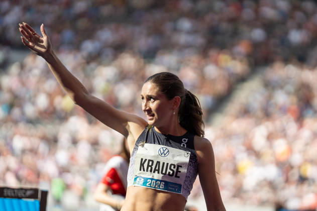 German Track and Field, Track and Field Meet, ISTAF 2026 Sports Festival on August 30, 2026, at the Berlin Olympic Stadium—Finish Line of the 2,000-Meter Steeplechase, Gesa Krause Copyright: xSvenxHeidmannx