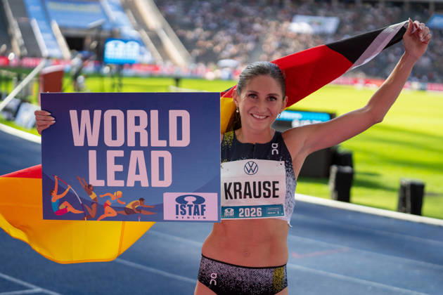 German Track and Field, Track and Field Meet, ISTAF 2026 Sports Festival on August 30, 2026, at the Olympic Stadium in Berlin—Finish Line of the 2,000-Meter Steeplechase, Gesa Krause Copyright: xSvenxHeidmannx