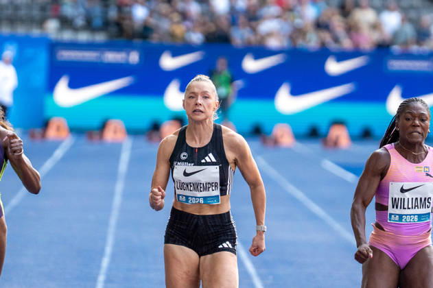 German Track and Field, Track and Field Meet, ISTAF 2026 Sports Festival on August 30, 2026, at the Olympic Stadium in Berlin; Women s 100-meter finish: Gina Lückenkemper, Germany Copyright: xSvenxHeidmannx