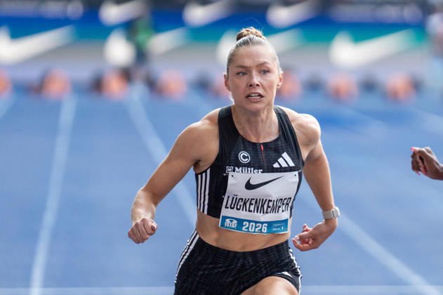 German Track and Field, Track and Field Meet, ISTAF 2026 Sports Festival on August 30, 2026, at the Olympic Stadium in Berlin; Women s 100-meter finish: Gina Lückenkemper, Germany Copyright: xSvenxHeidmannx