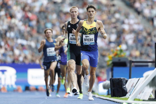 BERLIN, GERMANY - AUGUST 30, 2026: Cameron MYERS (AUS Australia), Robert FARKEN (GER Germany) competing in the 1500m during the ISTAF at Olympic Stadium on August 30, 2026 in Berlin, Germany. Germany Copyright: xAxelxKohringx