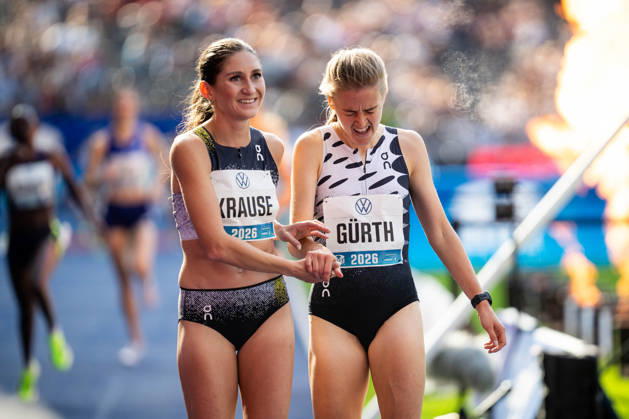 BERLIN, GERMANY - AUGUST 30, 2026: Gesa KRAUSE (GER Germany) and Olivia GÜRTH (GER Germany) competing in the Women 3000M Steeplechase, during the ISTAF at Olympic Stadium on August 30, 2026 in Berlin, Germany. Copyright: xBEAUTIFULxSPORTS Kuehnx