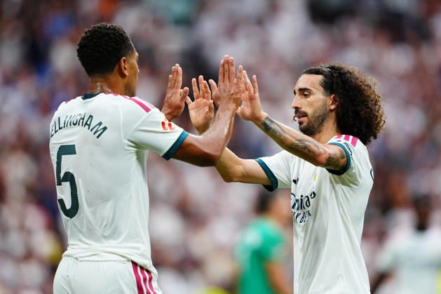 Real Madrid v Malaga - LaLiga EA Sports 2026 27 Jude Bellingham of Real Madrid CF celebrates after scoring his team s second goal with Marc Cucurella of Real Madrid CF during the LaLiga EA Sports 2026 27 match between Real Madrid CF and Malaga CF at Santiago Bernabeu on August 30, 2026 in Madrid, Spain. Madrid Santiago Bernabeu Madrid Spain Copyright: xGokhanxTanerx xPSxImagesxGokhanxTanerx