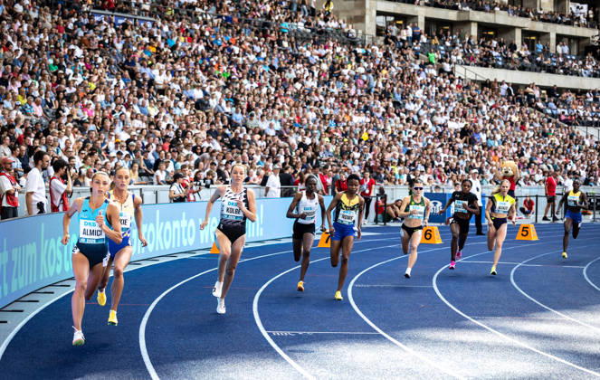 ISTAF 2026 Berlin, August 30, 2026: A Glimpse of the 800-meter female runners, including Smilla KOLBE (GER, Germany), in front of a fantastic crowd at Berlin’s Olympic Stadium. Over 40,000 spectators in the stands watched the competitions on Sunday afternoon at ISTAF Berlin on August 30 August 2026 at the Olympic Stadium in Berlin, Germany Copyright: xBEAUTIFULxSPORTS R.xSchmittx