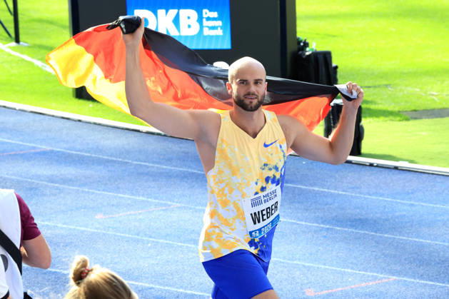 August 30, 2026, Track and Field, GER DEU, Berlin, Germany, ISTAF Javelin Throw, Julian Weber Celebrating, cheering, joy, happiness, happy, positive emotions, Berlin, Berlin Olympic Stadium, Berlin, Germany Copyright: xNordphotox xEnglerx
