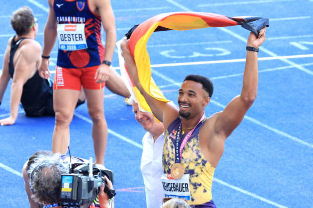 August 30, 2026, Track and Field, GER DEU, Berlin, Germany, ISTAF ISTAF Triathlon 1500m, Leo Neugebauer, German flag, Berlin, Berlin Olympic Stadium, Berlin, Germany Copyright: xNordphotox xEnglerx