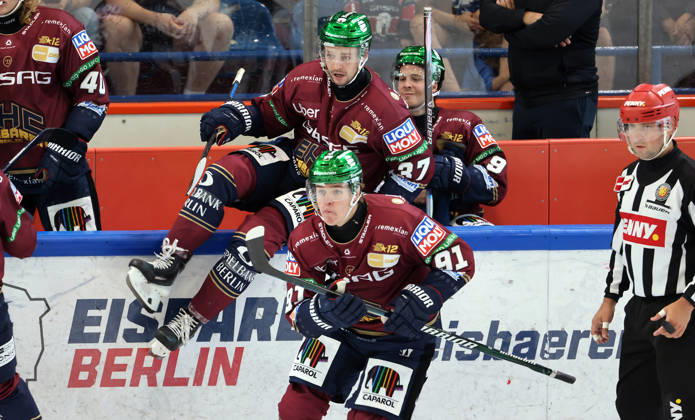 Tobias Krestan, Markus Vikingstad, Ty Ronning Sports Ice Hockey Penny DEL German Ice Hockey League Exhibition Game 2026–2027 Season August 30, 2026 EHC Eisbären Berlin (EBB) vs. Lausitzer Füchse