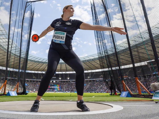 BERLIN, GERMANY - AUGUST 30, 2026: Kristin PUDENZ (GER Germany) competing in the women’s discus throw during the ISTAF at Olympic Stadium on August 30, 2026 in Berlin, Germany. Germany Copyright: xAxelxKohringx