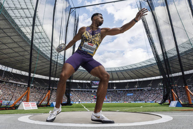 BERLIN, GERMANY - AUGUST 30, 2026: Leo NEUGEBAUER (GER Germany) competing in the men’s discus throw during the ISTAF at Olympic Stadium on August 30, 2026 in Berlin, Germany. Germany Copyright: xAxelxKohringx