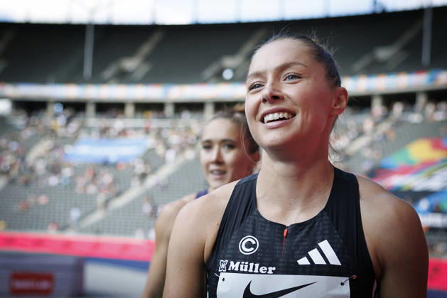 BERLIN, GERMANY - AUGUST 30, 2026: Gina LÜCKENKEMPER (GER Germany) after the women’s 100m during the ISTAF at Olympic Stadium on August 30, 2026 in Berlin, Germany. Germany Copyright: xAxelxKohringx