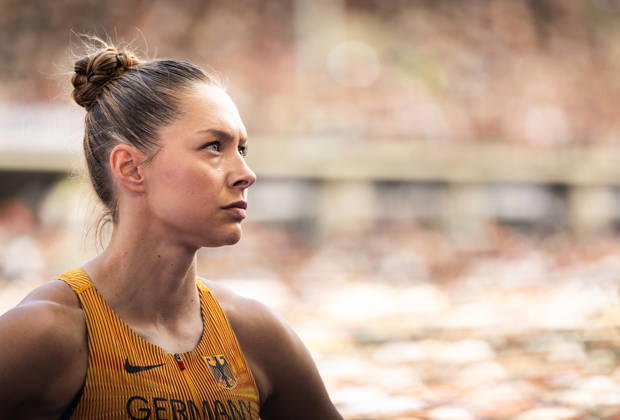 ISTAF 2026 Berlin, August 30, 2026: Gina LÜCKENKEMPER (GER, Germany) is focused just before the start of the DLV ISTAF Berlin 4x100m mixed relay on August 30, 2026, at the Olympic Stadium in Berlin, Germany Copyright: xBEAUTIFULxSPORTS R.xSchmittx