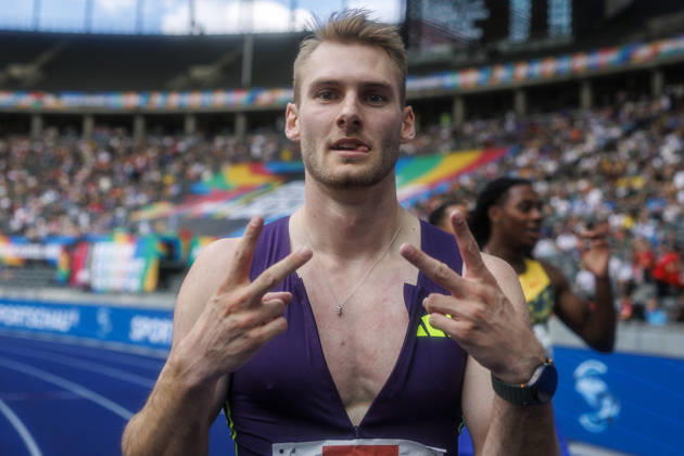 BERLIN, GERMANY - AUGUST 30, 2026: Robin GANTER (GER Germany) after competing in the men’s 100m during the ISTAF at Olympic Stadium on August 30, 2026 in Berlin, Germany. Germany Copyright: xAxelxKohringx