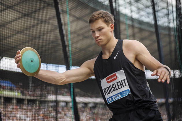 BERLIN, GERMANY - AUGUST 30, 2026: Rasmus ROOSLEHT (EST Estonia) competing in the men’s discus throw during the ISTAF at Olympic Stadium on August 30, 2026 in Berlin, Germany. Germany Copyright: xAxelxKohringx